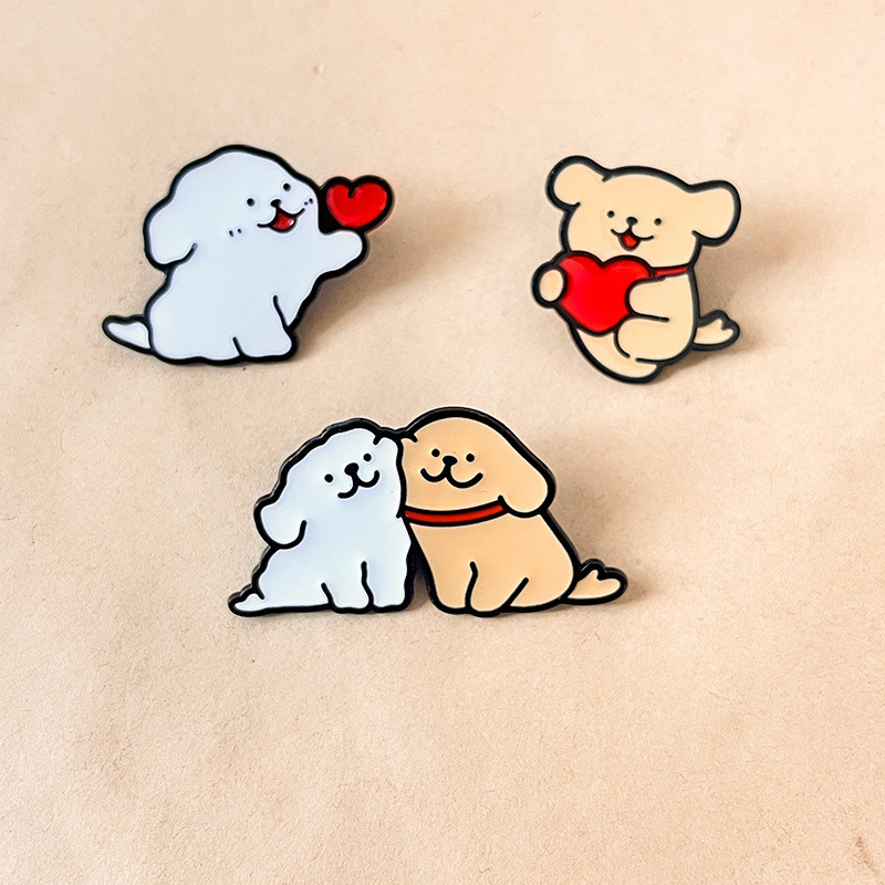 Linear Puppy ป้ายโลหะน่ารัก สัตว์เล็ก เข็มกลัด การ์ตูนสัตว์ ของขวัญนักเรียน เสื้อผ้ากระเป๋า Pin อุปกรณ์เสริม