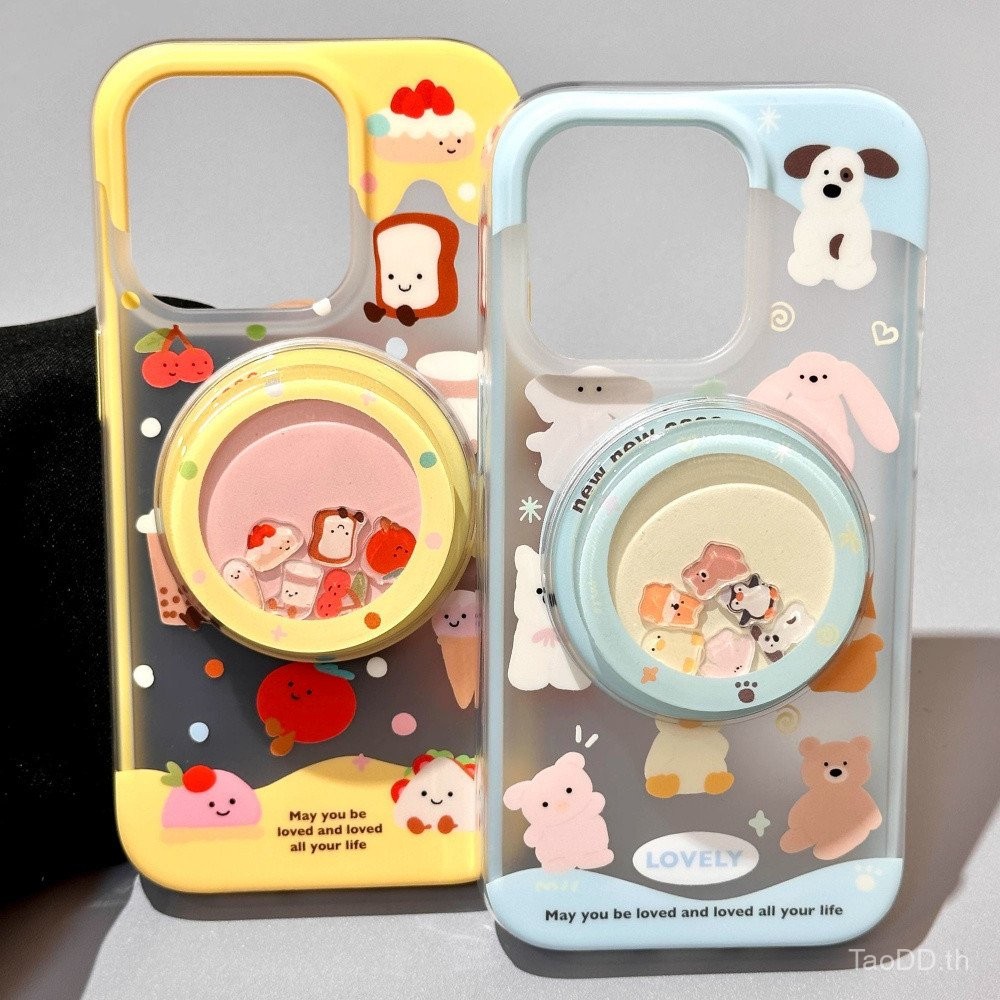 เคสโทรศัพท์ที่เข้ากันได้กับ iPhone 7 8 X XS XR XSMAX 11 12 13 14 15 16 17 Pro Max Plus สัตว์เล็ก + ขาตั้งแม่เหล็ก เคสแม่เหล็กครอบคลุมเต็ม กันกระแทก ป้องกันการตกหล่น เคสป้องกัน PGSZ