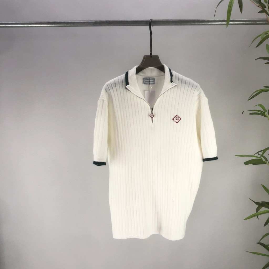 คาซาบลา**nca เสื้อโปโลแขนสั้นคอปกปักลายฤดูร้อนแบบยูนิเซ็กซ์