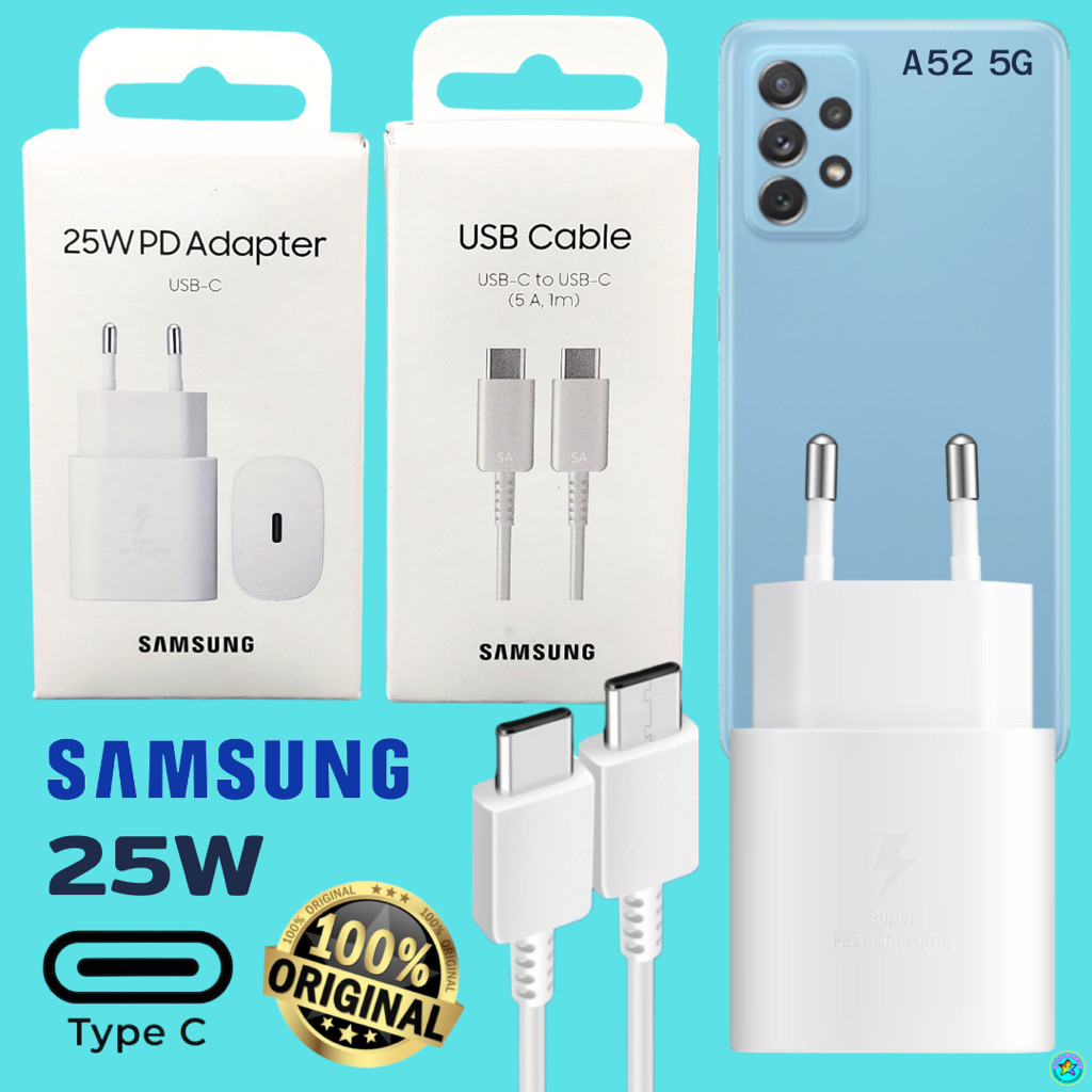 ที่ชาร์จ Samsung 25W (EU) หัว+สาย Usb-C Type-C 1-1.8ม. สำหรับ ซัมซุง A52 5G Adaptive Fast Charging ช