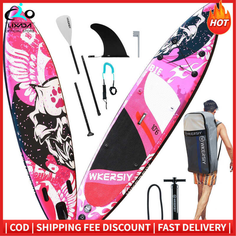 Iatable Stand Up Paddleboard SUP Board 6 In-Ch Thick SUP Surfboard Surf Set With Paddleboard Surf F