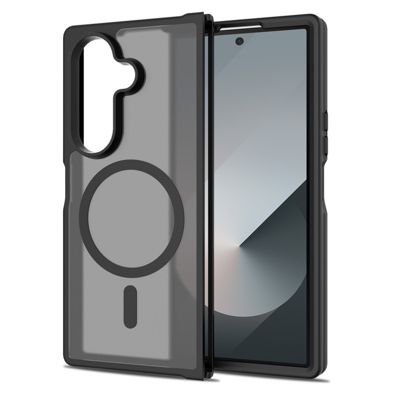 เคสโทรศัพท์ชาร์จไร้สายแม่เหล็กโปร่งแสงหรูหราสำหรับ Samsung Galaxy Z Fold 7 Z Fold 6 ปกแข็งป้องกันการตกหล่นแบบทหาร