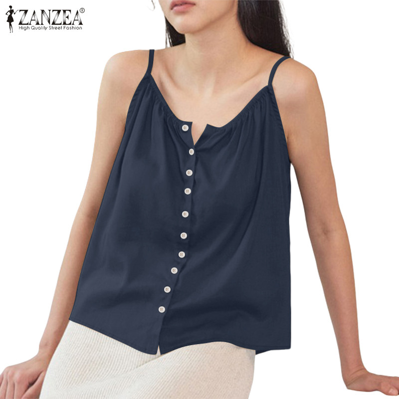 ZANZEA เสื้อชั้นในสตรีสายเดี่ยวแขนกุดสไตล์เกาหลีสำหรับผู้หญิง