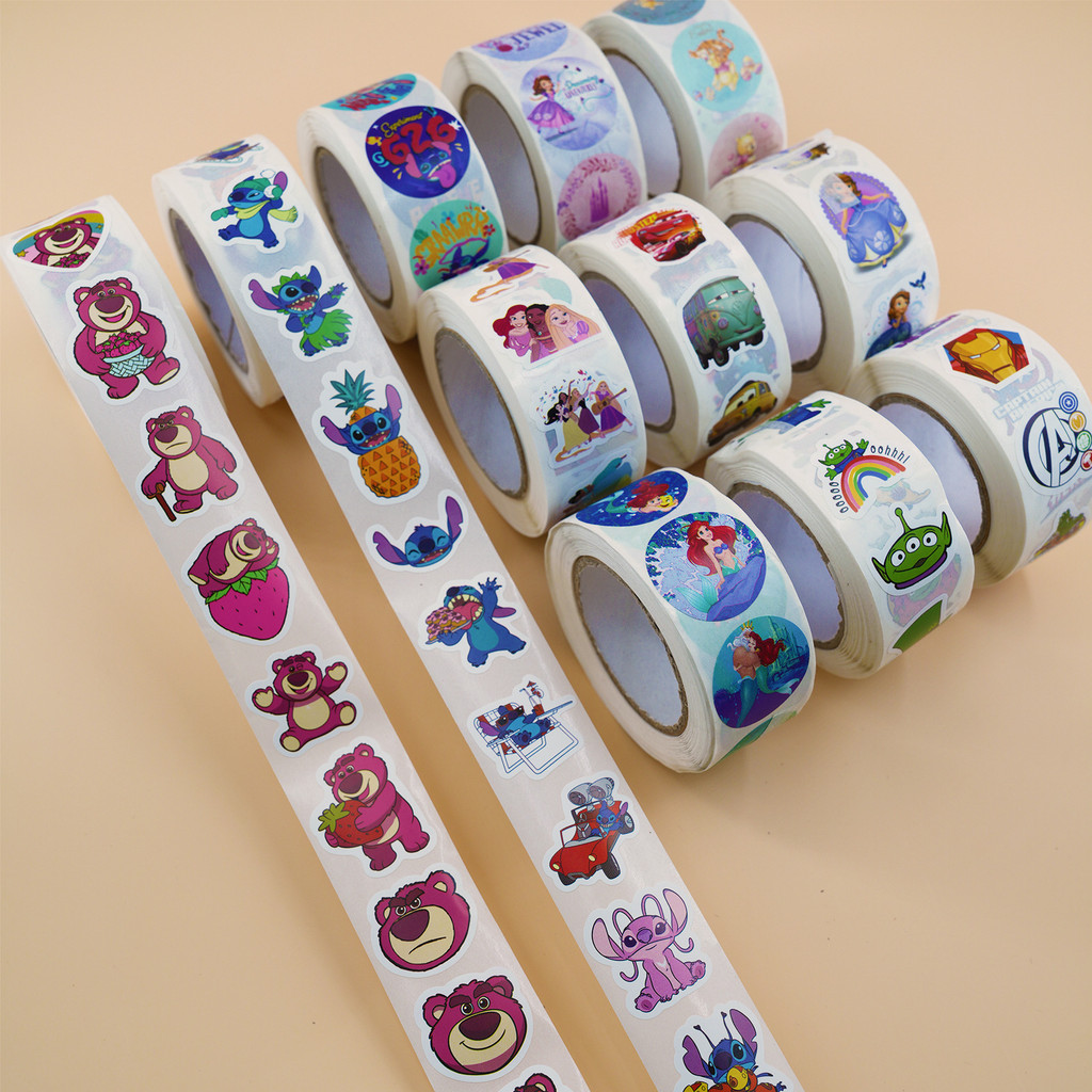 Big Collection การ์ตูน Mickey Stitch Disney Princess สตรอเบอร์รี่หมีสติกเกอร์คู่มือน่ารักปิดผนึกสติกเกอร์
