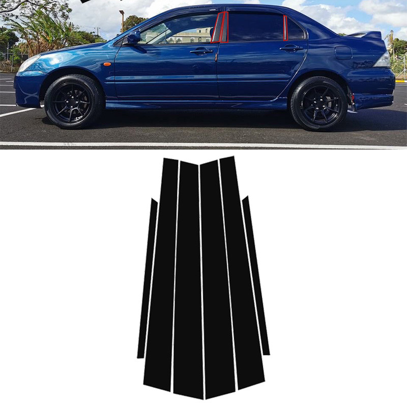 #BEST# 6 ชิ้นคาร์บอนไฟเบอร์ประตูหน้าต่างกลางคอลัมน์กลาง BC เสาโพสต์กระจกผลฝาครอบสําหรับ Lancer CS3 G