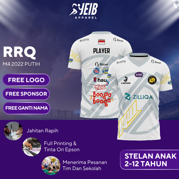 RRQ M4 2022 BOYS ESPORT JERSEY สีขาวพิมพ์เต็ม ORIGINAL FOOTBALL JERSEY