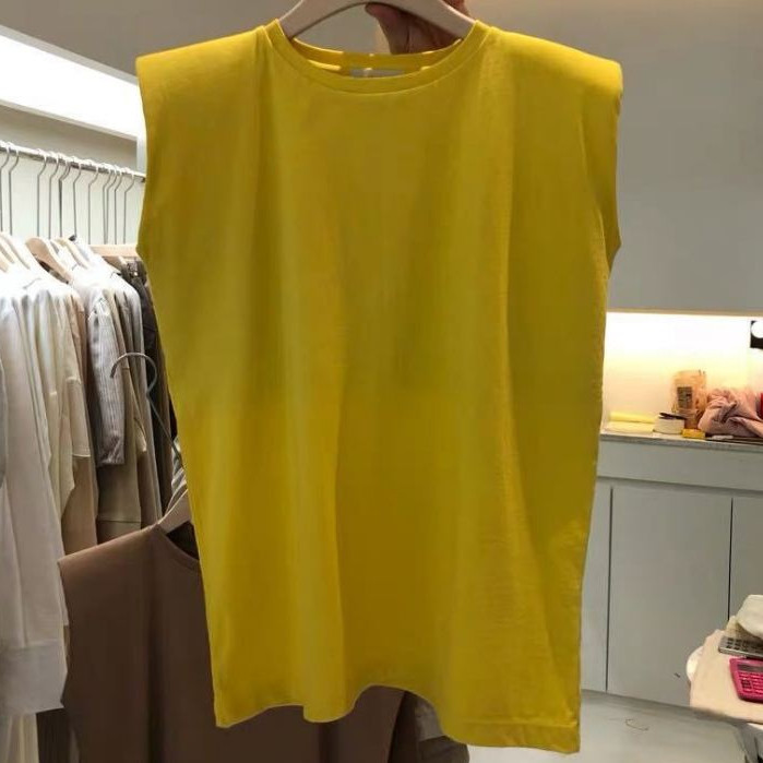 NINGFASHION เสื้อยืดแขนกุด คอกลม เสื้อยืด สไตล์เกาหลี รุ่น W6798 - รูปที่ 3