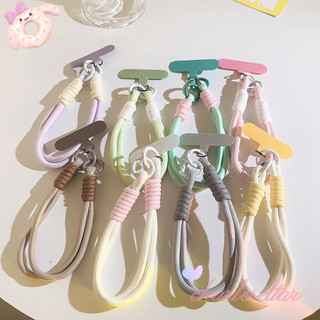 <HAR> Macaron Colored Short Woven Phone Charm Cute Phone Lanyard Creative DIY Anti-lost Phone Chain