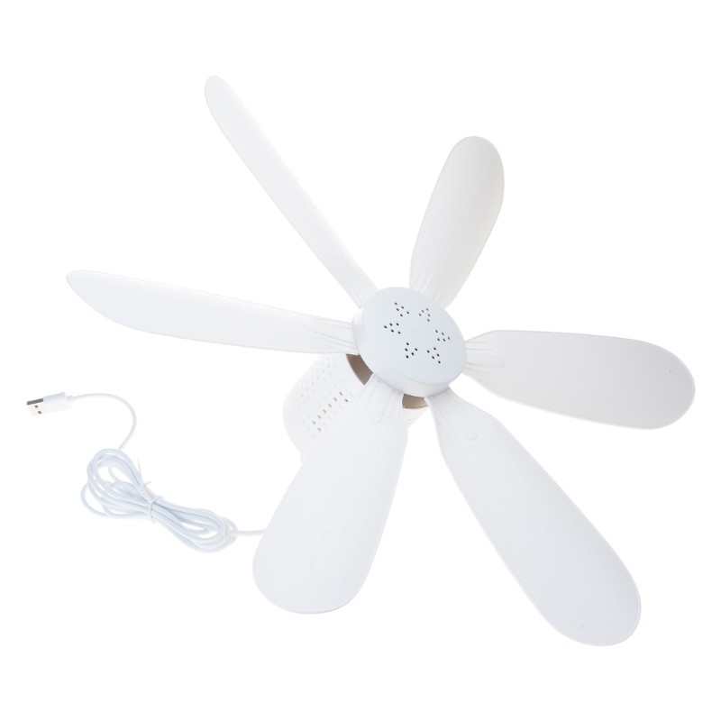 Con พัดลม USB 5V1A พัดลมเพดานแบบแขวนขนาดเล็ก 6Leaves สําหรับพัดลมเต็นท์แคมป์ปิ้งและท่องเที่ยว