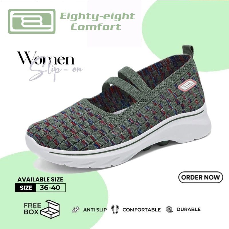 EIGHTY EIGHT COMFORT, รองเท้าแตะ FLYKNIT สําหรับผู้หญิงบนรองเท้า CHESS SQUARE, SW81