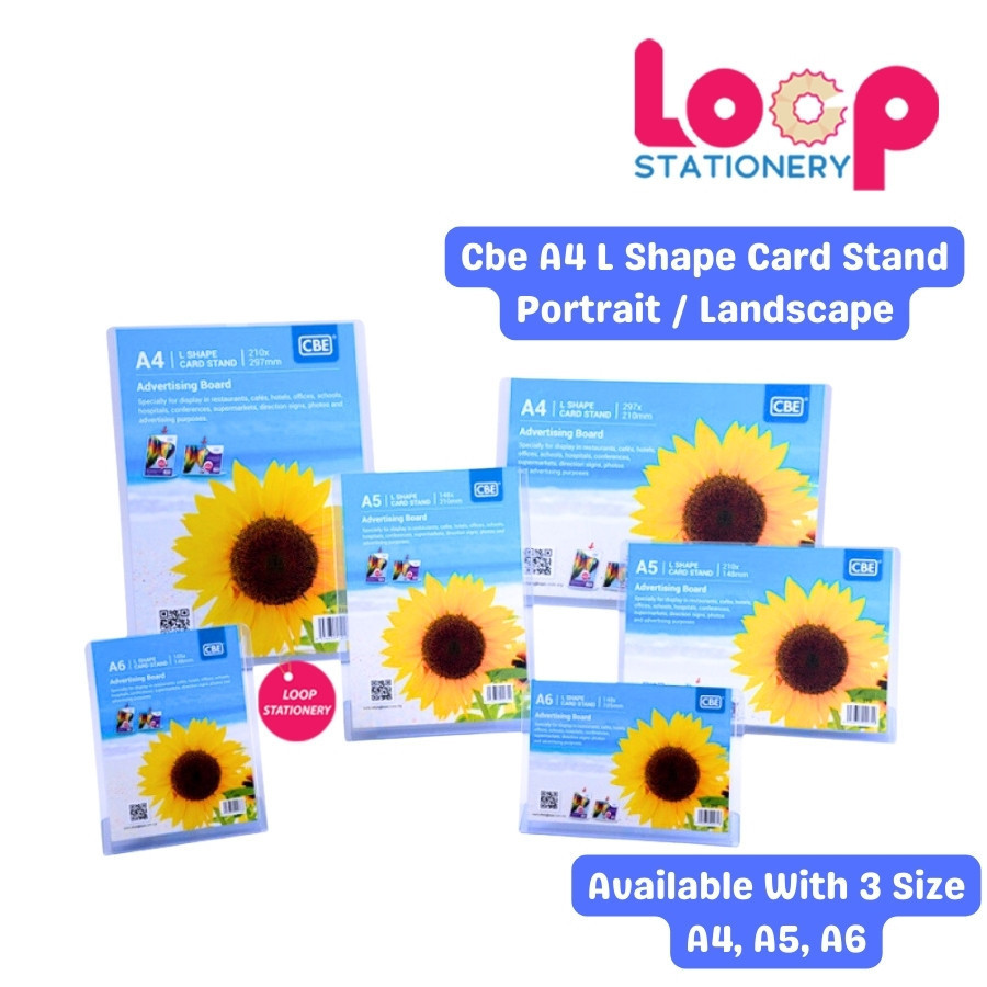CBE L Shape Display Stand Card Stand บอร์ดโฆษณา Portrait/Landscape A4/A5/A6