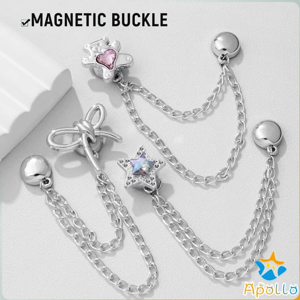 Apollo 1 ชิ้น คลิปเข็มกลัดติดแขนเสื้อ ยึดขากางเกง แบบแม่เหล็กในการยึดติด Magnetic buckle - รูปที่ 2