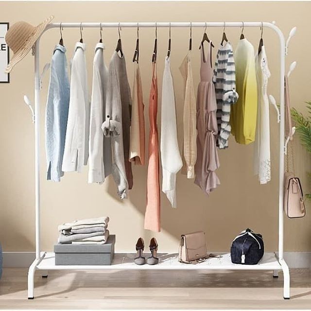 GANTUNGAN Aesthetic Hanger Stand / Aesthetic Clothes Stand Hanger / Double Pole Caramel