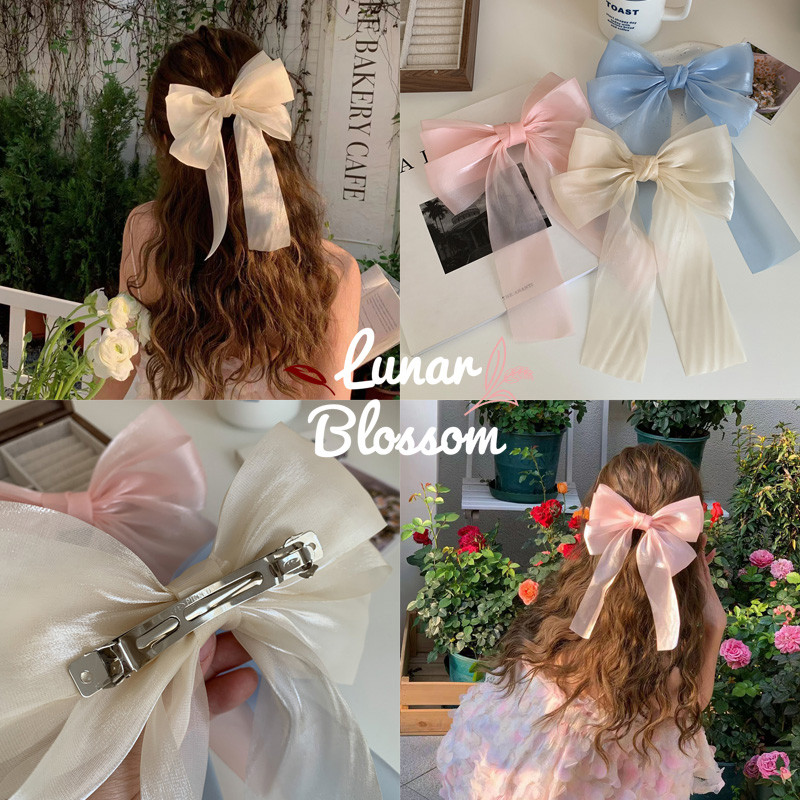 Lunar Blossom น่ารักโบว์ติดผม แฟชั่นสําหรับผู้หญิงสไตล์เกาหลีเครื่องประดับกิ๊บติดผม พร้อมส่งในไทย ที่คาดผมผ้า