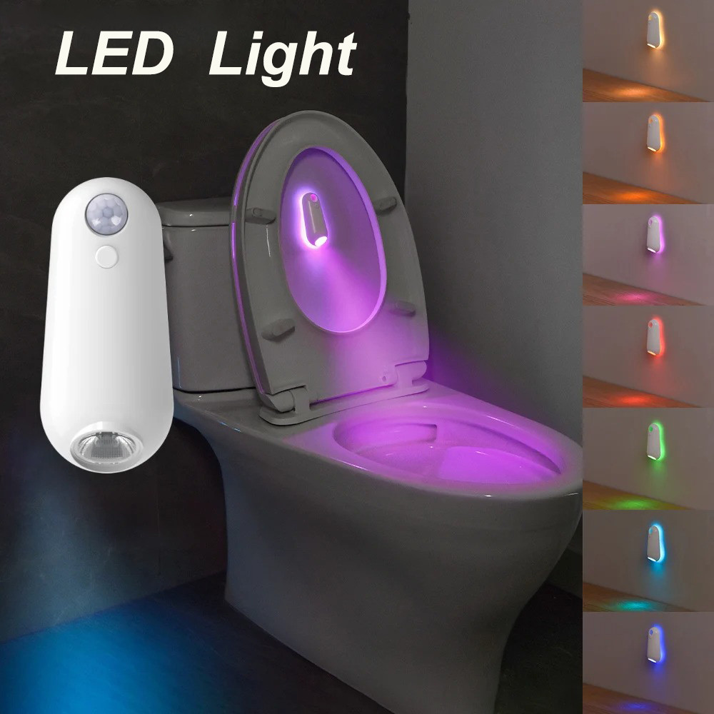 8สีสมาร์ท Motion Sensor LED Night Light ที่นั่งชักโครกไฟ USB ชาร์จโคมไฟสําหรับฤดูร้อนทางเดิน WC Camping Home Decor