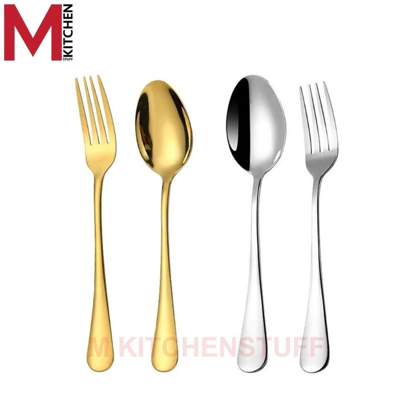M KITCHEN ช้อนส้อม สแตนเลส อย่างหนา ไซส์ใหญ่ มีน้ําหนัก ขนาด 21 ซม (A8)