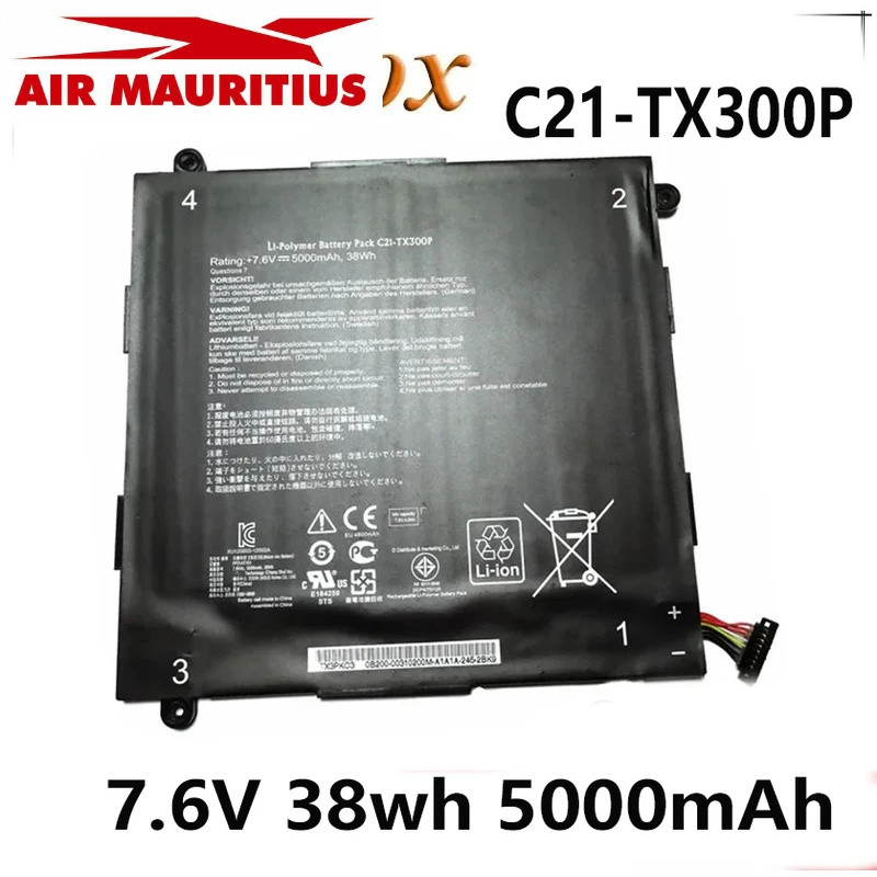 แบตเตอรี่แล็ปท็อป  C21-TX300P 7.6V 38wh 5000mAh สำหรับ ASUS Transformer Book TX300CA 13.3"