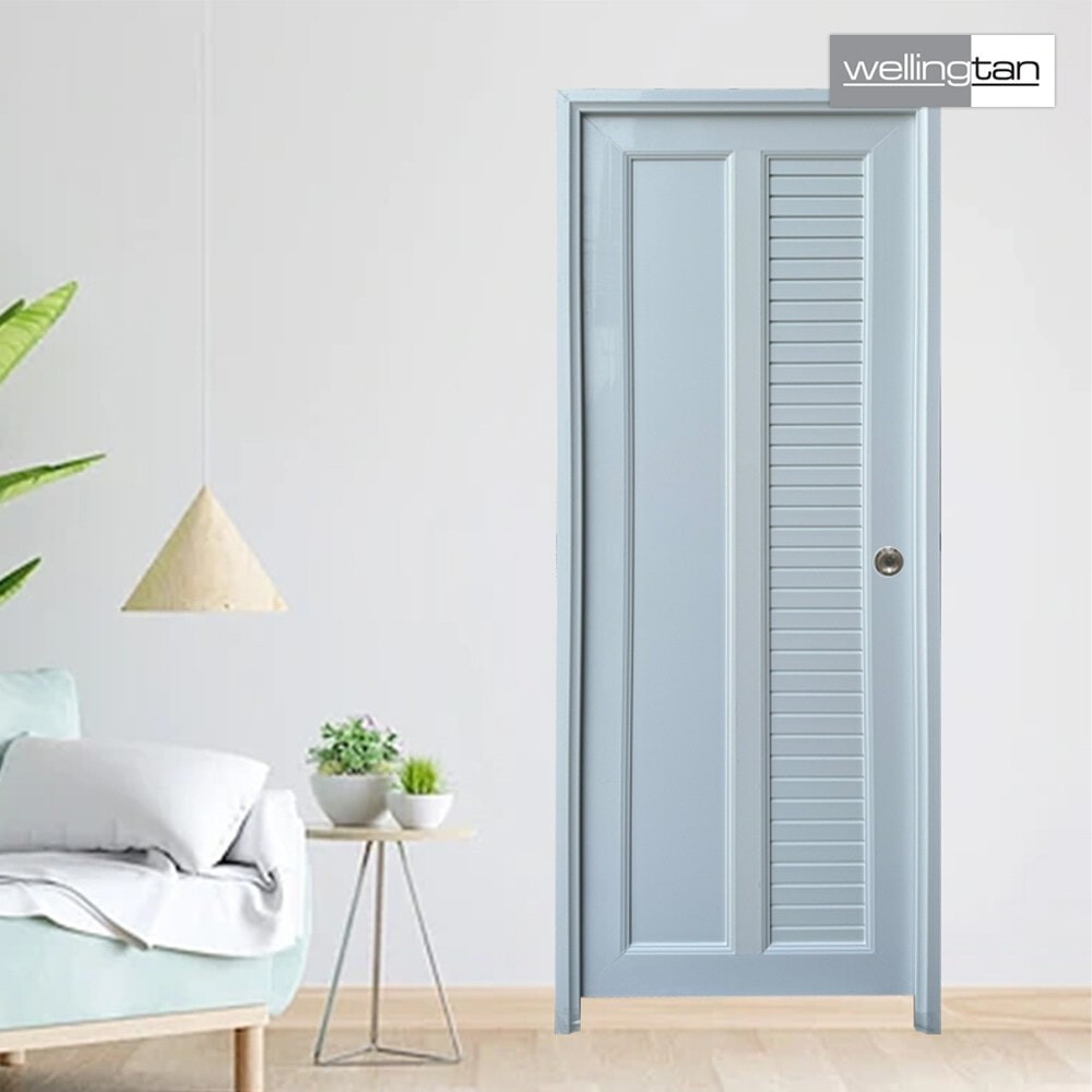 GlobalHouse WELLINGTAN ประตูUPVC พร้อมวงกบบานพับ WK-UPL04 70x200ซม. สีขาว (ไม่เจาะลูกบิด) สินค้าของแท้คุณภาพดี
