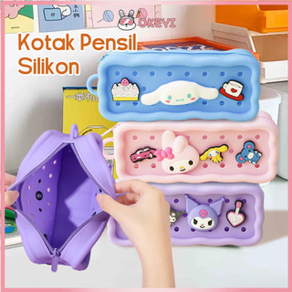 ​​OKEYI​​ Kotak Pensil Silikon DIY Motif Lucu Tempat Pensil Anak Karakter