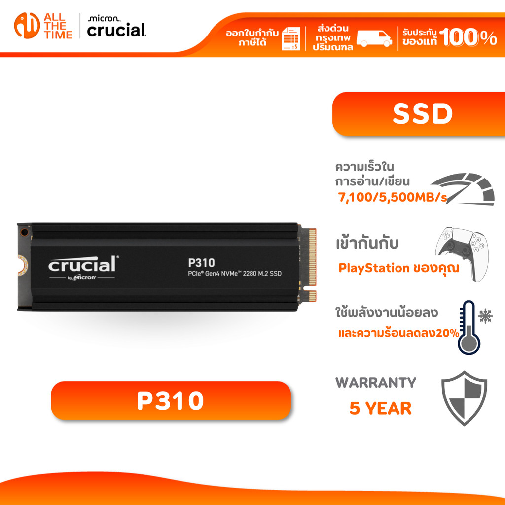 CRUCIAL P310 500GB/1TB/2TB PCIe Gen4 NVMe 2280 M.2 SSD (CT500P310)