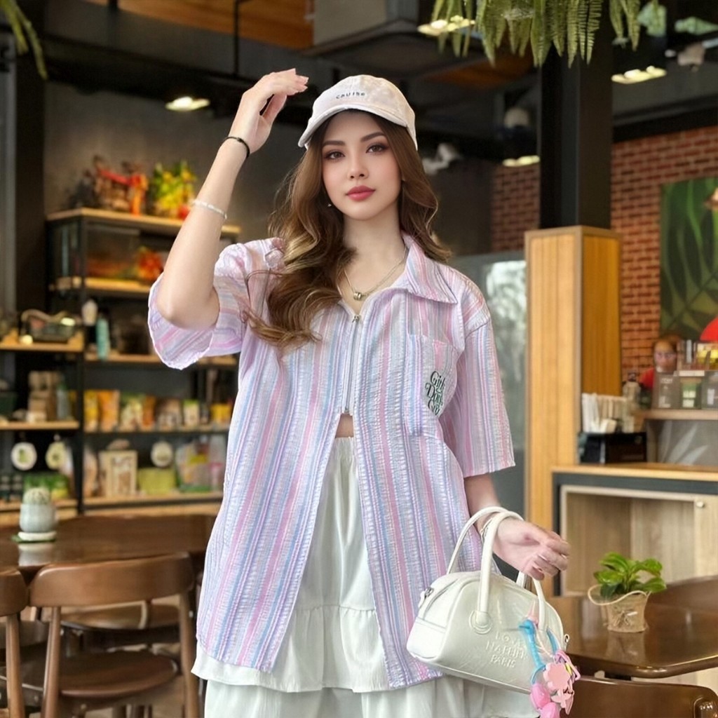 Heart shirt   เสื้อเชิ๊ตแต่งกระดุมซิปรูปหัวใจ สามารถรูดได้บนล่าง – โปรปัง