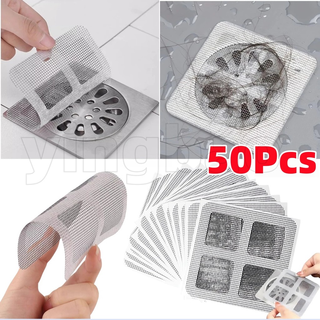 50ชิ้นทิ้งห้องอาบน้ําฝักบัวท่อระบายน้ําผมจับตาข่ายห้องอาบน้ําฝักบัวท่อระบายน้ําครอบคลุมชั้นอ่างล้างจานกรองกรองผมกันชนสําหรับห้องน้ําครั