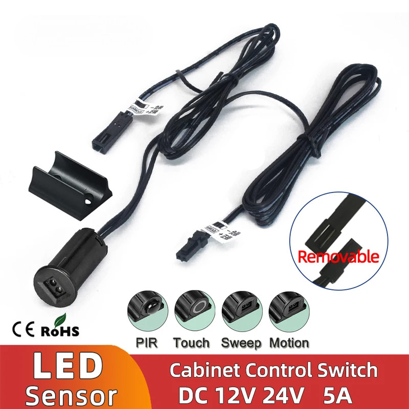 ตู้ควบคุมเดียว สวิตช์เซ็นเซอร์ PIR สัมผัสประตู ON/OFF DC 12V 24V 5A 4Pin สำหรับควบคุมไฟ LED ในร่ม