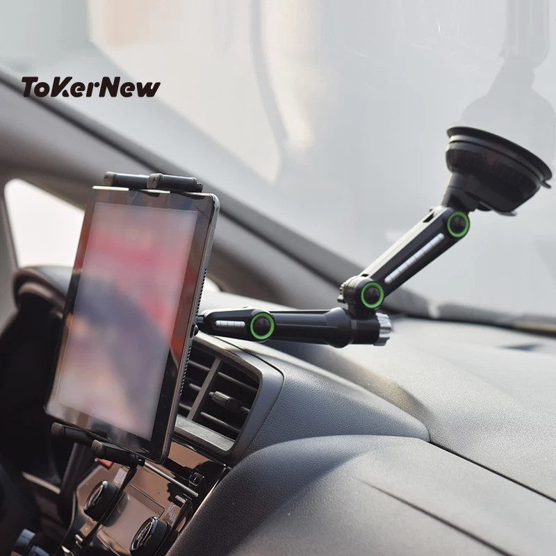 ที่วางแท็บเล็ตในรถยนต์ ToKerNew แบบหนักพร้อมแขนยาว - ติดตั้งด้วยถ้วยดูดแข็งแรง 360 °   หมุนได้ - เข้ากันได้กับ iPad Pro/Air 4-13'' และแท็บเล็ต Xiaomi - สำหรับกระจกรถ SUV/Truck/Uber