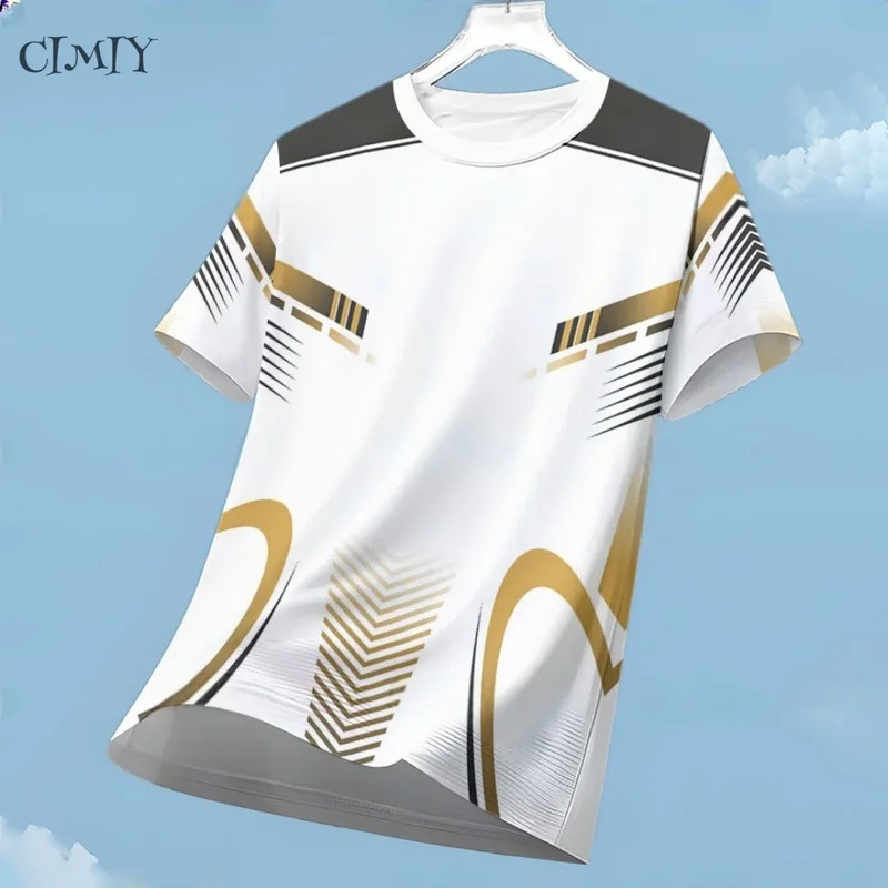ชุดกีฬาสำหรับผู้ชาย เสื้อเจอร์ซีย์แบบแห้งสบาย สำหรับวิ่งและปั่นจักรยานกลางแจ้ง แขนสั้น ระบายอากาศได้ เสื้อยืดคอกลม