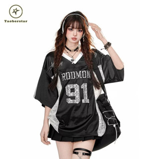 Taoberstar เสื้อโอเวอร์ไซส์แฟชั่นผู้ชายพร้อมรายละเอียดลูกไม้…