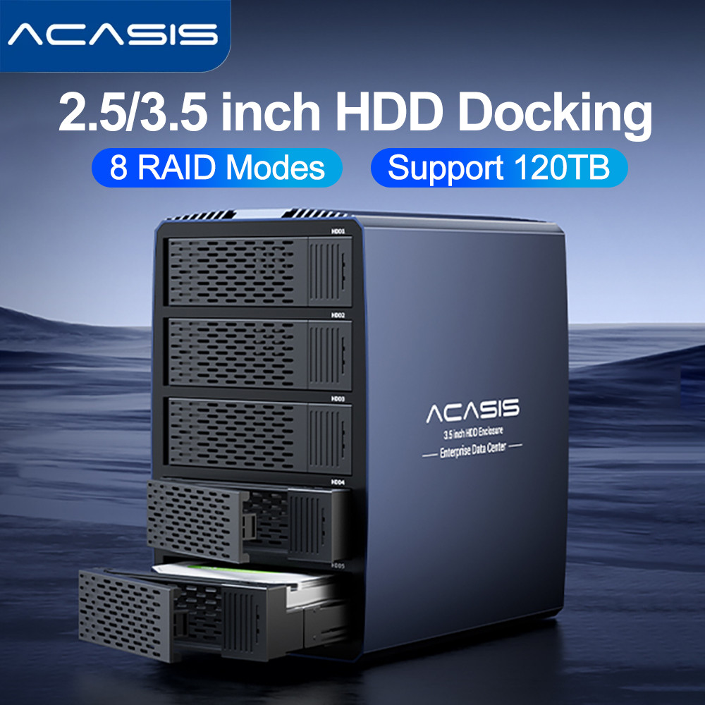 Acasis Hard Drive Docking Station 5 bay SATA HDD Docking Station อลูมิเนียม HDD Case รองรับ 8 โหมด R