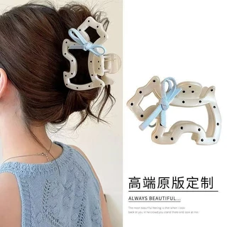 น่ารัก Bow Polka Dot ลูกสุนัขคว้าคลิปสาวผมคว้าครึ่ง Tie ผม Shark คลิป High-End ลูกสุนัขคว้าคลิป