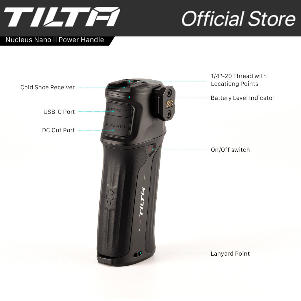 TILTA Shooting Accessories Nucleus Nano II power Handle WLC-T05-PH end power to the Nucleus Nano II 