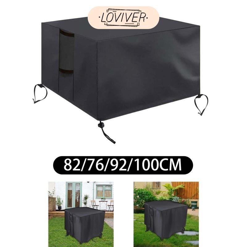 LOVIVER Fire Pit Cover Fire Pit Table Cover กันฝุ่น Full Coverage Accessories การป้องกันระดับพรีเมียมสําหรับเฟอร์นิเจอร์เตาผิง Patio