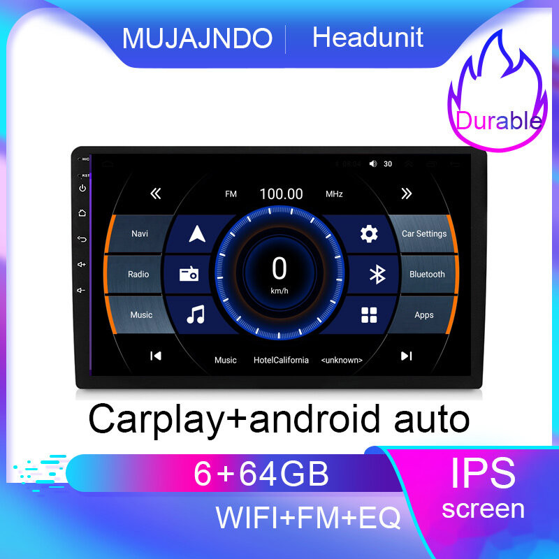 MUJAJNDO 9 นิ้ว 6+64G android15 carplay android auto 2.5D ips หน้าจอนําทางกระจก link wifi fm บลูทูธพ