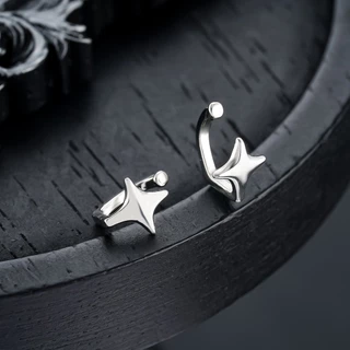 925 เงินสเตอร์ลิง Minimalist Star คลิปหู สำหรับผู้หญิงและผู้ชายนอกกะโหลก วัยรุ่น Cuff เครื่องประดับ