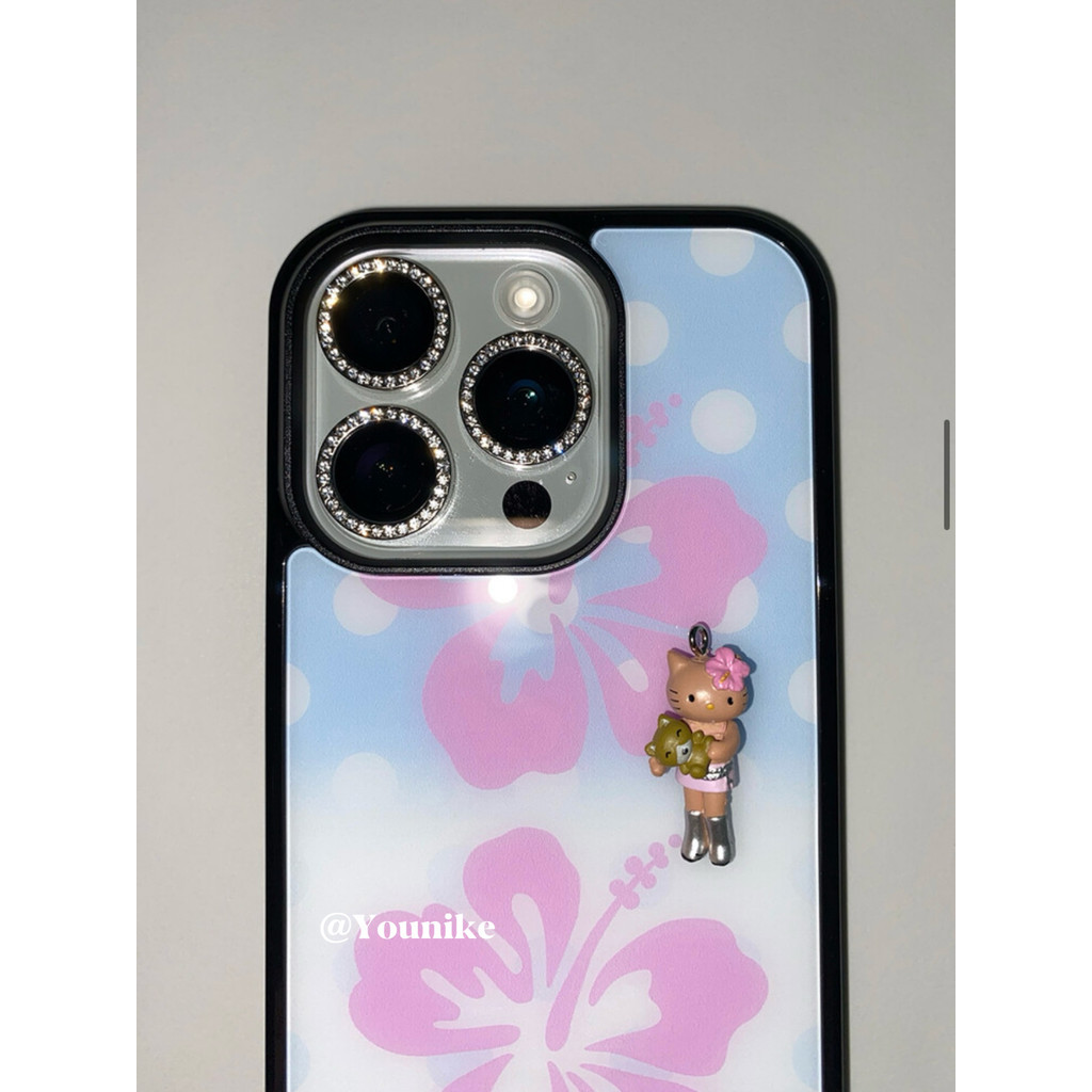 สไตล์วันหยุดฤดูร้อนคงย้อมดอกไม้ชบาเกาหลี Girly Feeling เหมาะสําหรับ iphone16pro/15promax Apple 16/13/14/12 เคสโทรศัพท์ฝาครอบป้องกันกันกระแทก