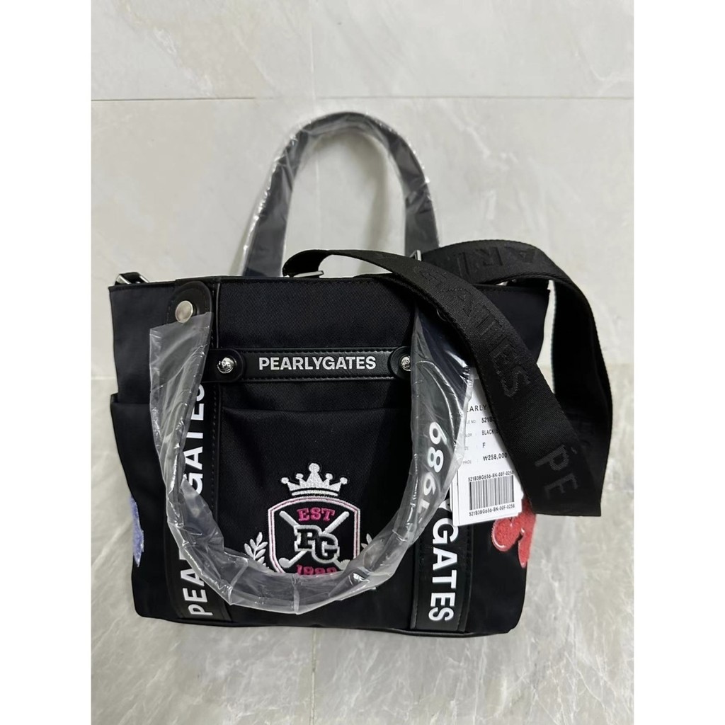 PG GOLF Accessories ฤดูใบไม้ร่วงฤดูหนาวผู้หญิงสีดําโลโก้ GOLF กระเป๋าถือ