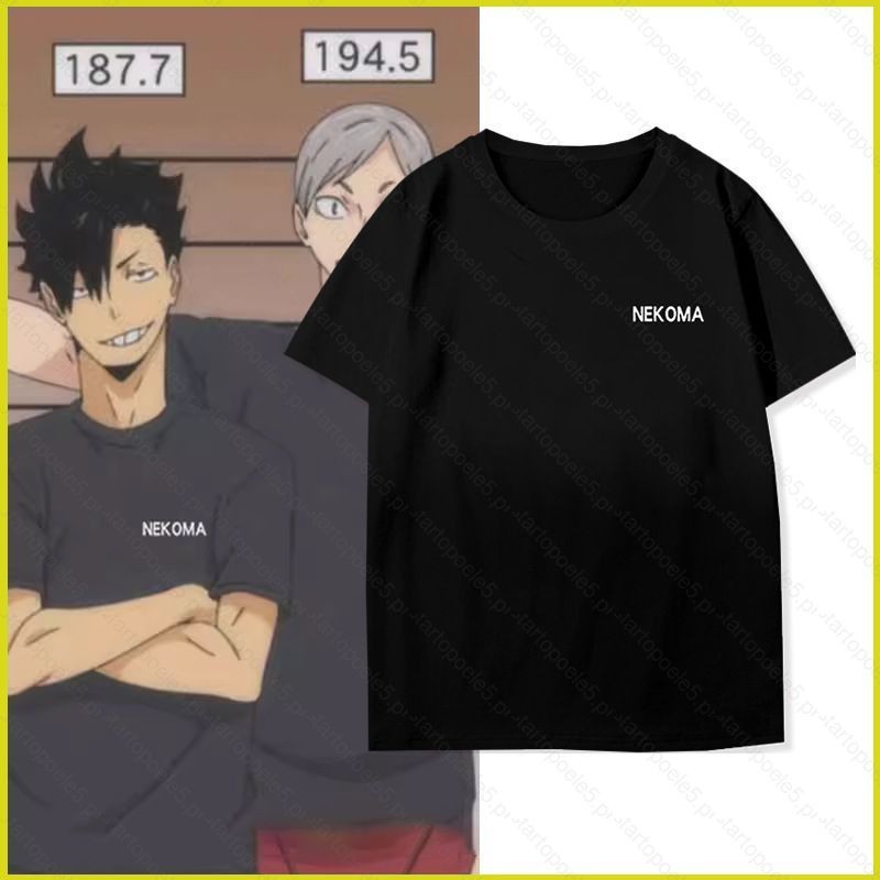 ST5 Haikyuu Tetsurou kuroo Lev Haiba Nekoma High School การฝึกอบรมเสื้อผ้าคอสเพลย์ฤดูร้อนเสื้อยืดอะนิเมะแขนสั้นด้านบน
