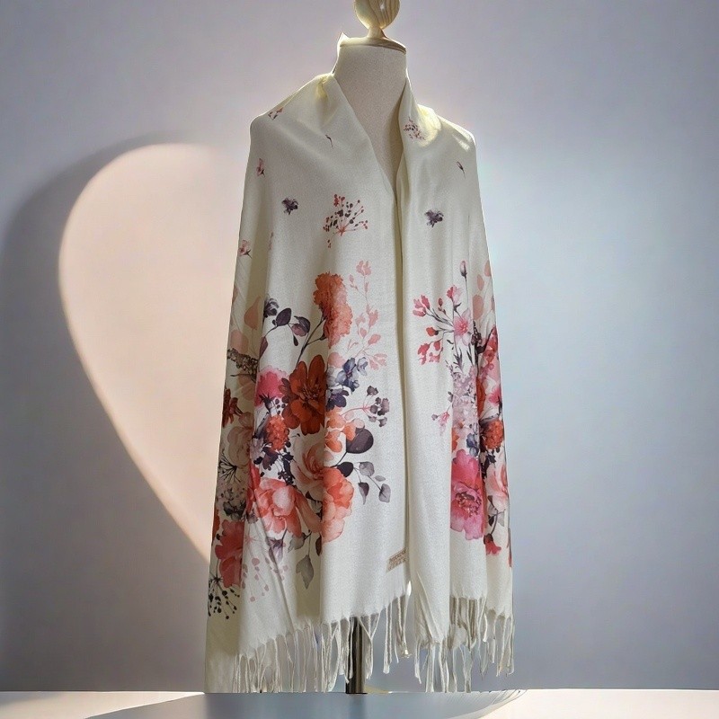 ผ้าพันคอ ผ้าคลุมไหล่ ลายลูกน้ำ งานแฟชั่น เนื้อนุ่ม บางเบา ทำเป็นคลุมฮิญาบได้ (พร้อมส่ง ลายใหม่)