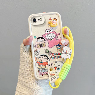 เคส iPhone 6 6S 7 8 PLUS SE2 SE3 หนังการ์ตูนปักหมุดเชือกโทรศัพท์กรณี
