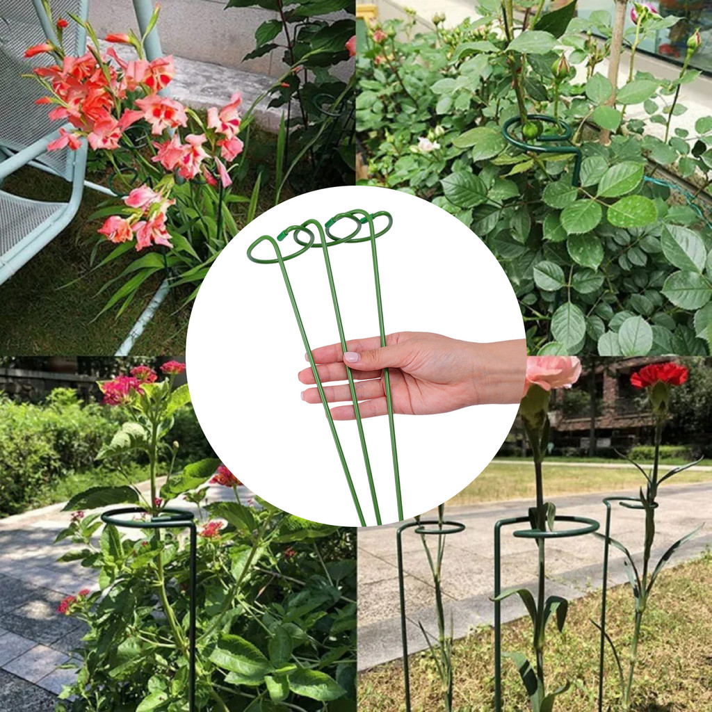 กรอบรองรับพืชกลางแจ้ง | ไม้ตีดอกไม้เคลือบเหล็กสําหรับสวนกุหลาบ/ดอกโบตั๋น/ลี่, ขาตั้งพืชสีเขียวพร้อมเคลือบพลาสติก 10/30/50หีบห่อ - รูปที่ 5