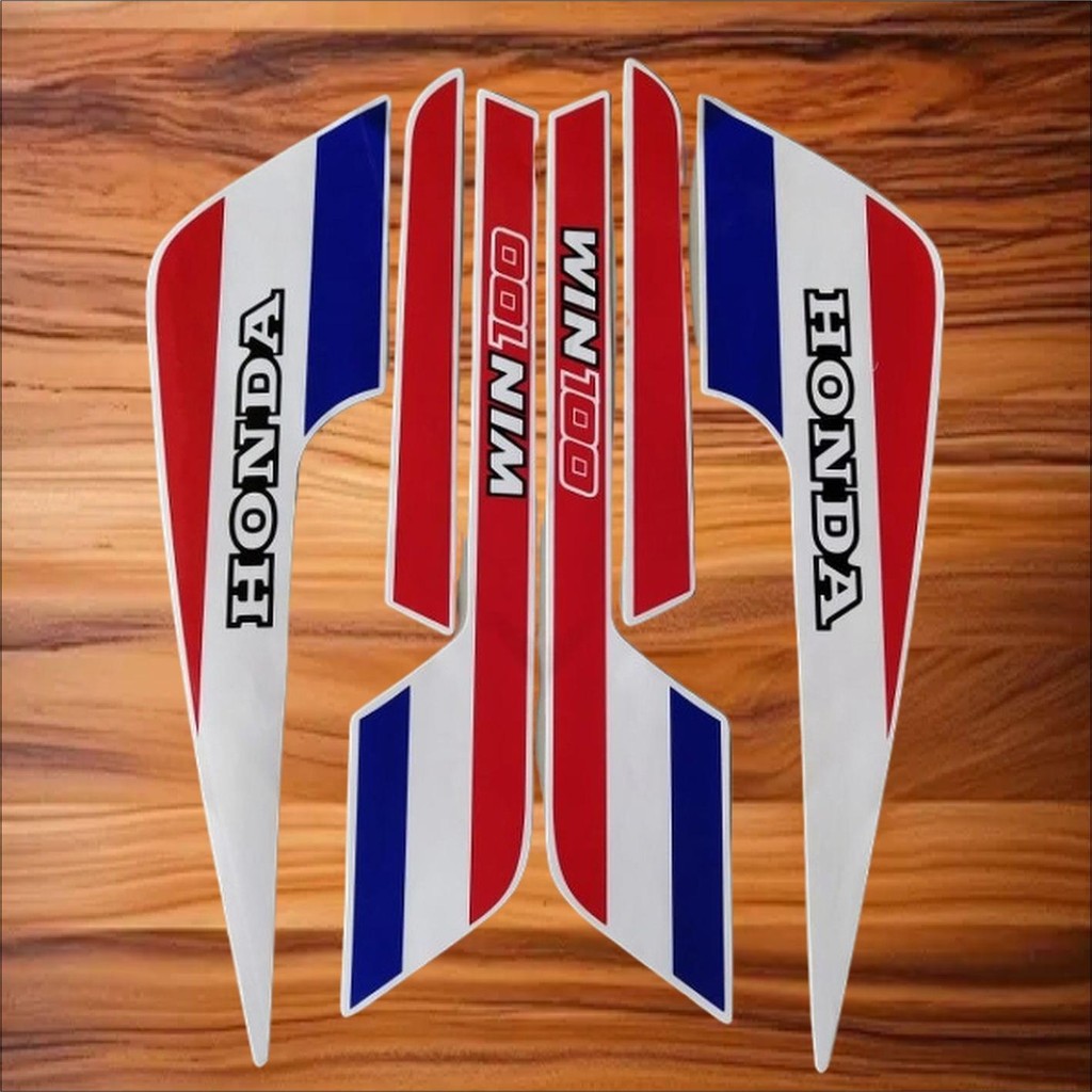 MERAH WIN PART STRIPING STICKER LIS LES POLET honda win 100 91 1991 สีแดงสีขาวสีฟ้า fullset คุณภาพมา