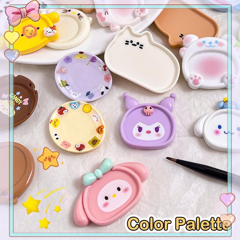 SANRIO [ความงาม] 1 ชิ้นน่ารัก ซานริโอ เรซิ่นสี จานสี มินิแบบพกพาโทนเล็บเครื่องมืออุปกรณ์ศิลปะอุปกรณ์ตกแต่ง {ขาย}