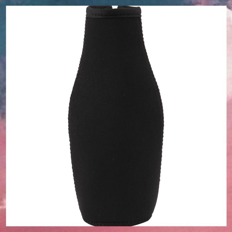 6 แพ็คขวดเบียร์ Cooler Sleeves Keep Drink Cold Zip-Up Neoprene ฉนวนแขนสีดํา