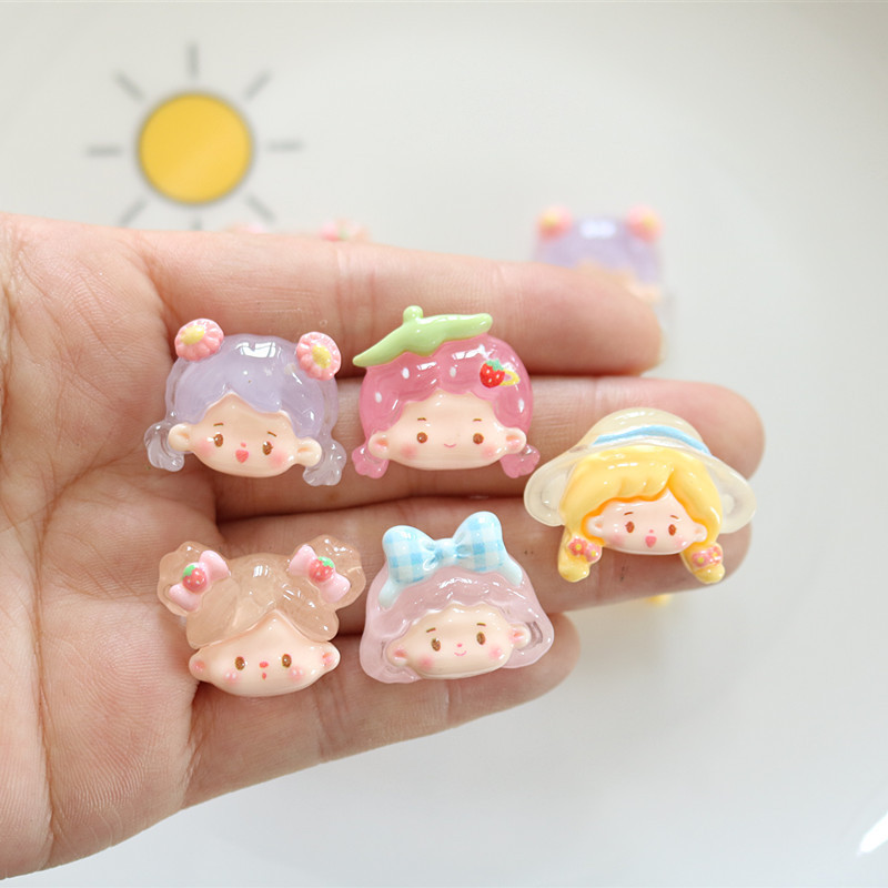 10ชิ้น/แพ็คน้ําแข็งโปร่งใสสาวน้อยหัวการ์ตูนเรซิ่น ทําเอง สําหรับหลุมรองเท้าหัวเข็มขัดเด็กกิ๊บทําวัสดุ