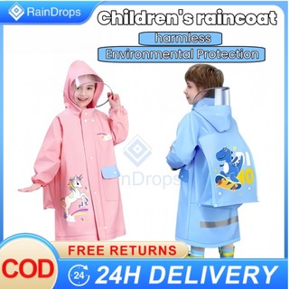 Raincoat for Kids Waterproof Extendable Backpack With Night Eeflective Strip Children Raincoat