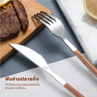 LAKOEMALL ช้อนส้อมมีดสแตนเลส ช้อนอาหาร สำหรับบ้าน สเต็ก ของหวาน ส้อมผลไม้ สแตนเลส 304 ส้อม