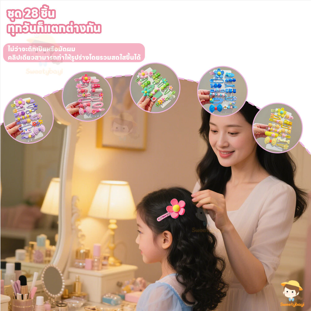 SWEETYBAYI กิ๊บเล็ก หัวมนไม่บาดผิว กิ๊บเด็ก สวมใส่สบาย กิ๊บติดผม ตกแต่งผม thumbnail 9