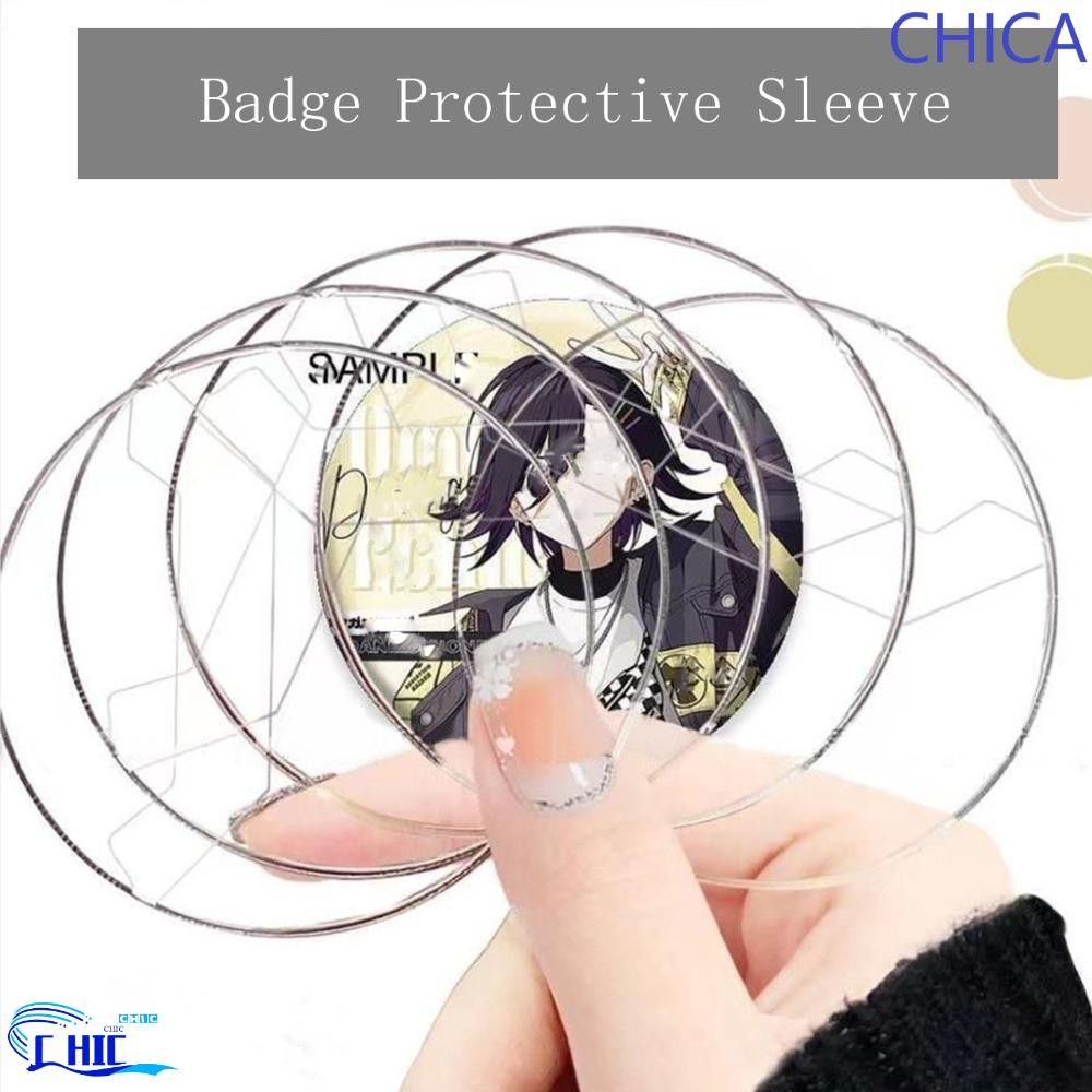 Chica 5 ชิ้น Ita กระเป๋า Pin Case, Badge Protector โปร่งใสป้ายแสดงกระเป๋าอะนิเมะ PVC ใส Badge แขนป้องกันกรณี